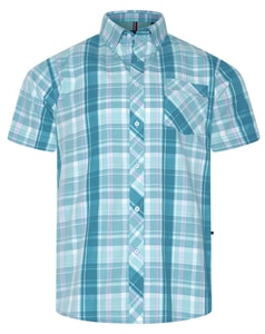 KAM Short Sleeve Summer Check Shirt Aqua